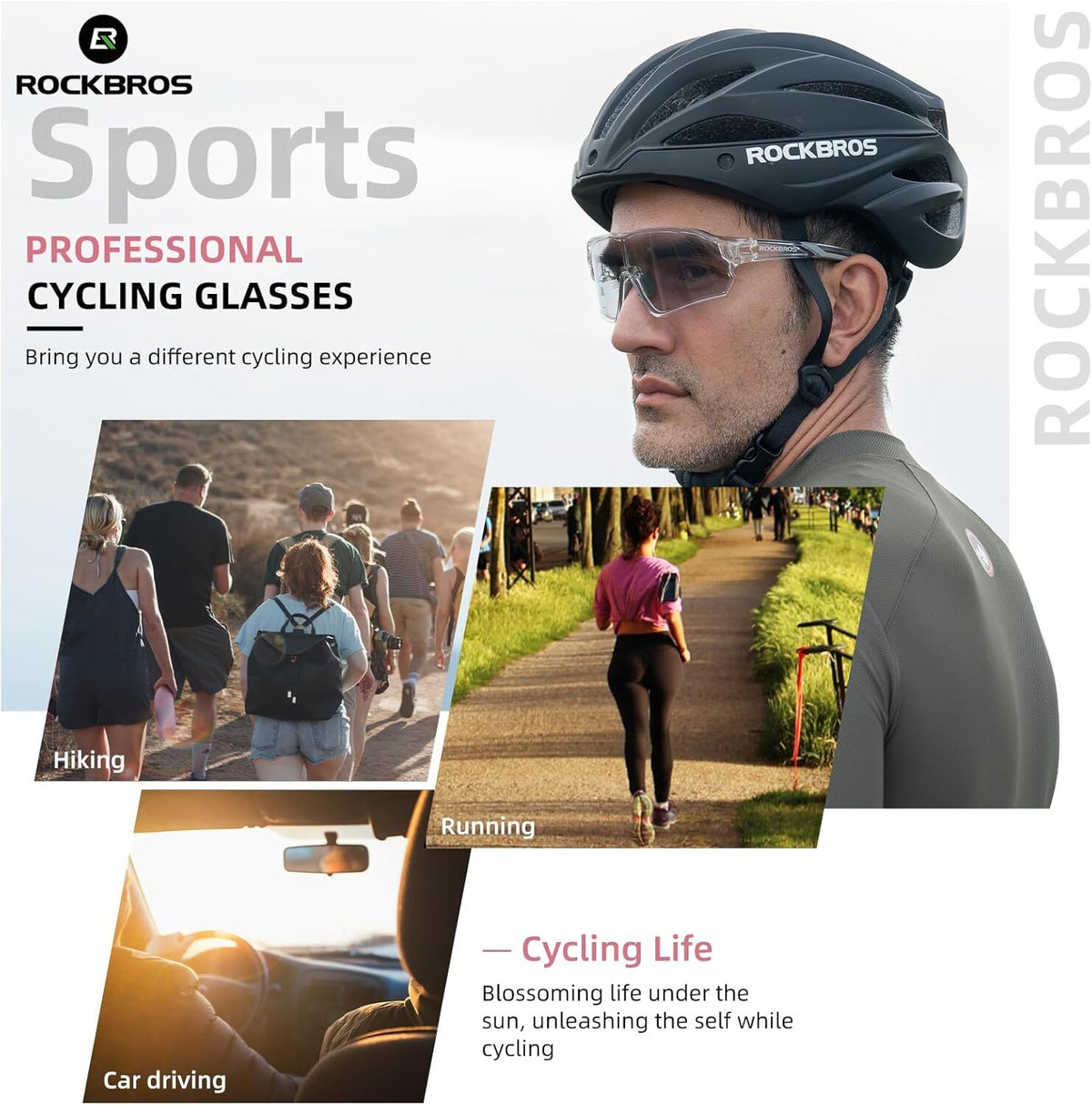 Photochromic Cycling Sunglasses UV400 Lightweight Rimless Bike Glasses