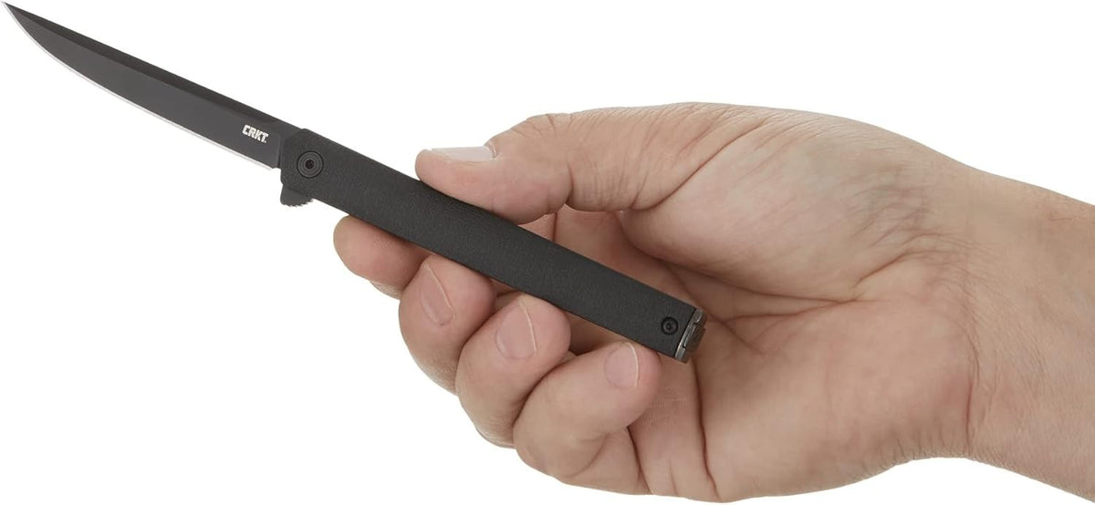 CRKT CEO Flipper Folding Knife Black Plain Edge with Liner Lock