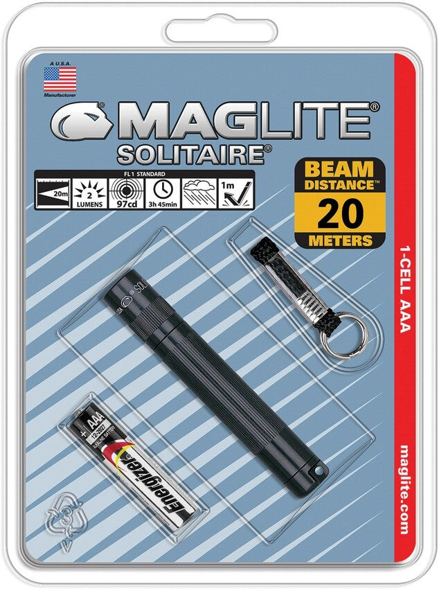 Mag-Lite Solitaire LED Flashlight - Single AAA Cell, Aircraft Grade Aluminum, Black