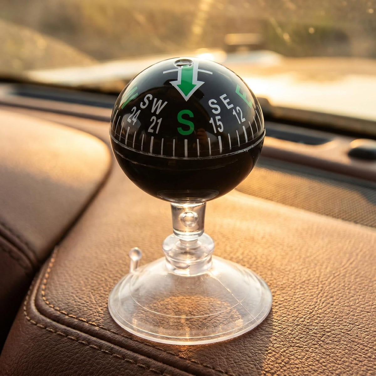 Travel Compass with Suction Cup Mount – Portable Navigation for Car & Outdoor