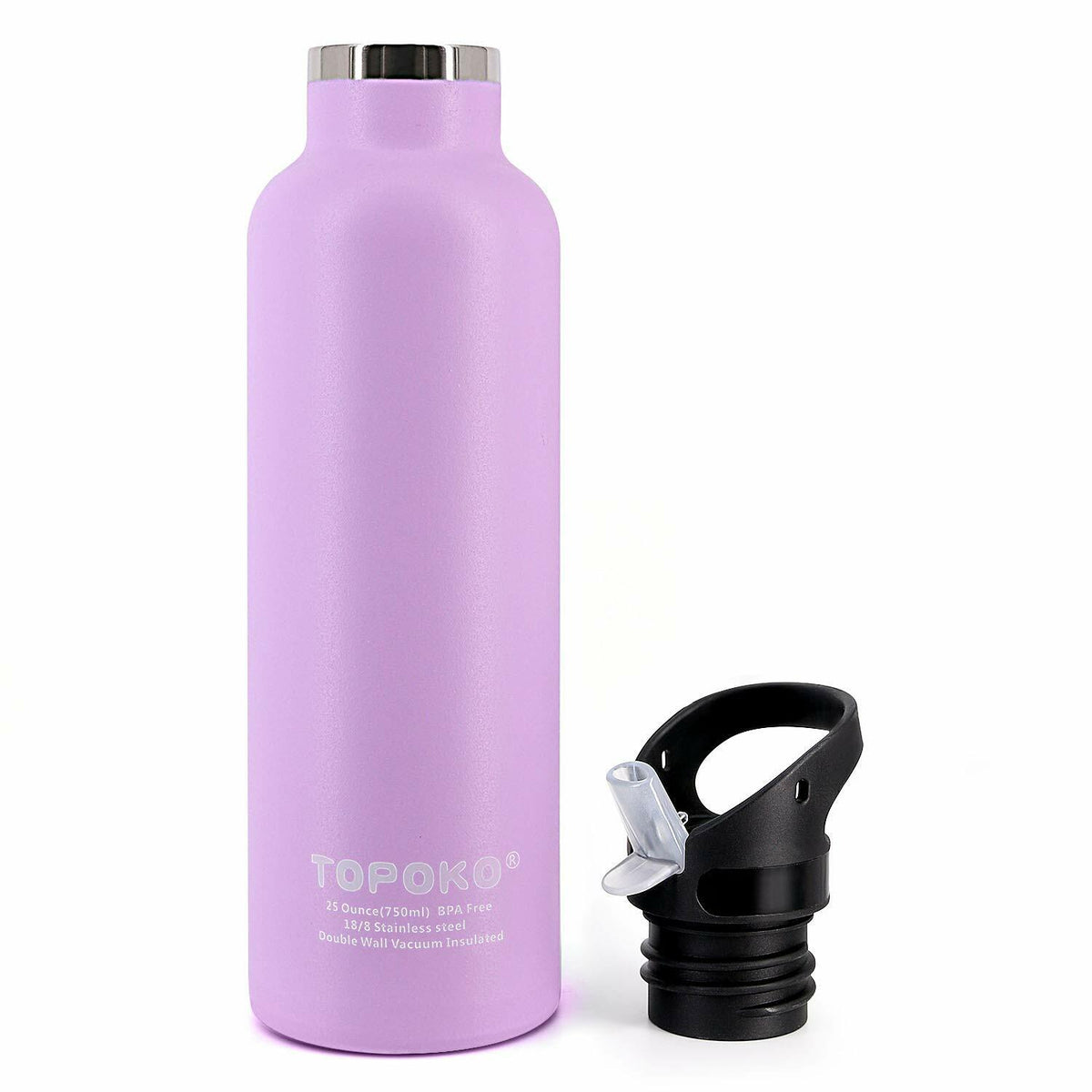 25 oz Stainless Steel Double Wall Water Bottle with Leakproof Lid and Non-Slip Coating