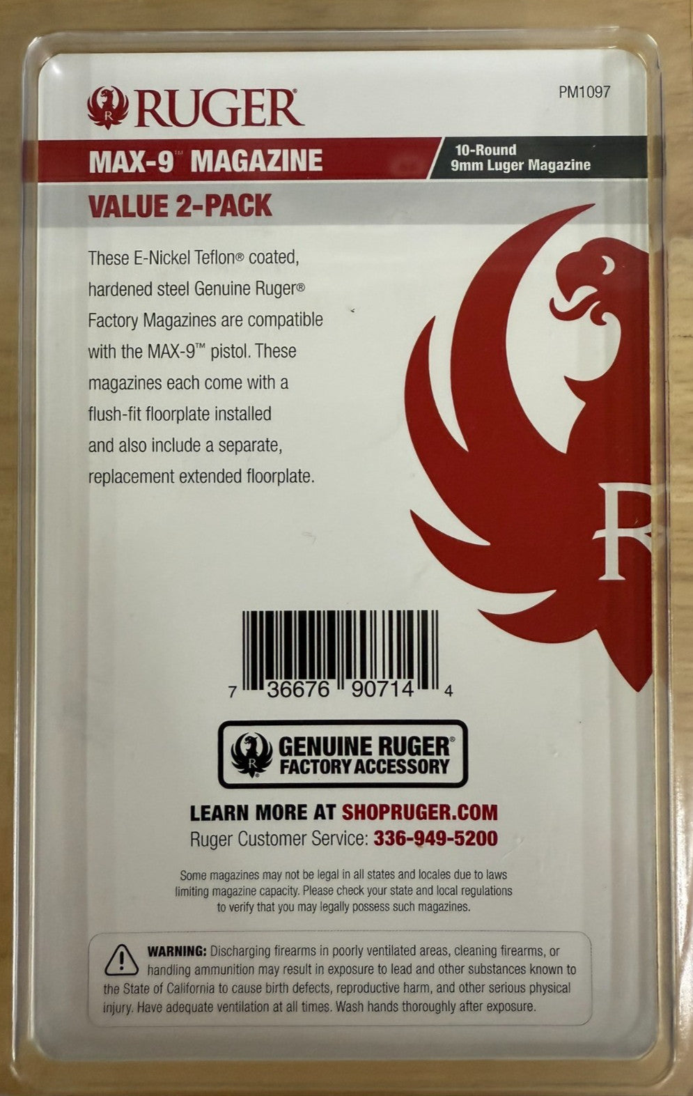 2-Pack Ruger MAX-9 9mm 10-Round Factory Magazines with Extensions