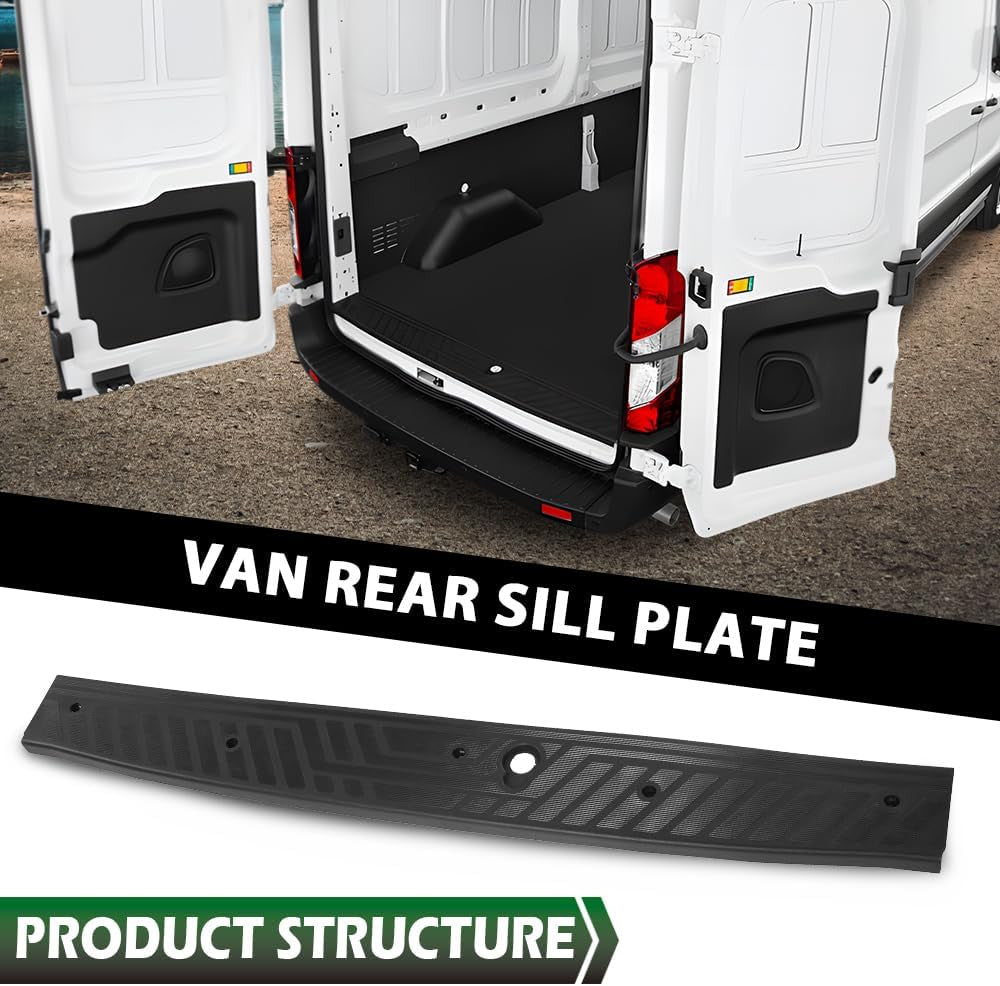 Ford Transit Rear Sill Plate Cargo Van 2015-2023 Heavy Duty Black Accessory