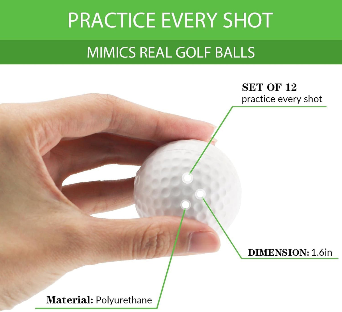 Dent-Resistant Foam Golf Balls Pack of 40 for Indoor & Outdoor Practice