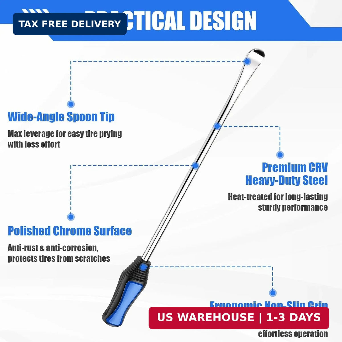 15 Inch Tire Removal Kit with 30 Tools for Motorcycle, Bicycle, Lawn Tractor - Heavy Duty Steel