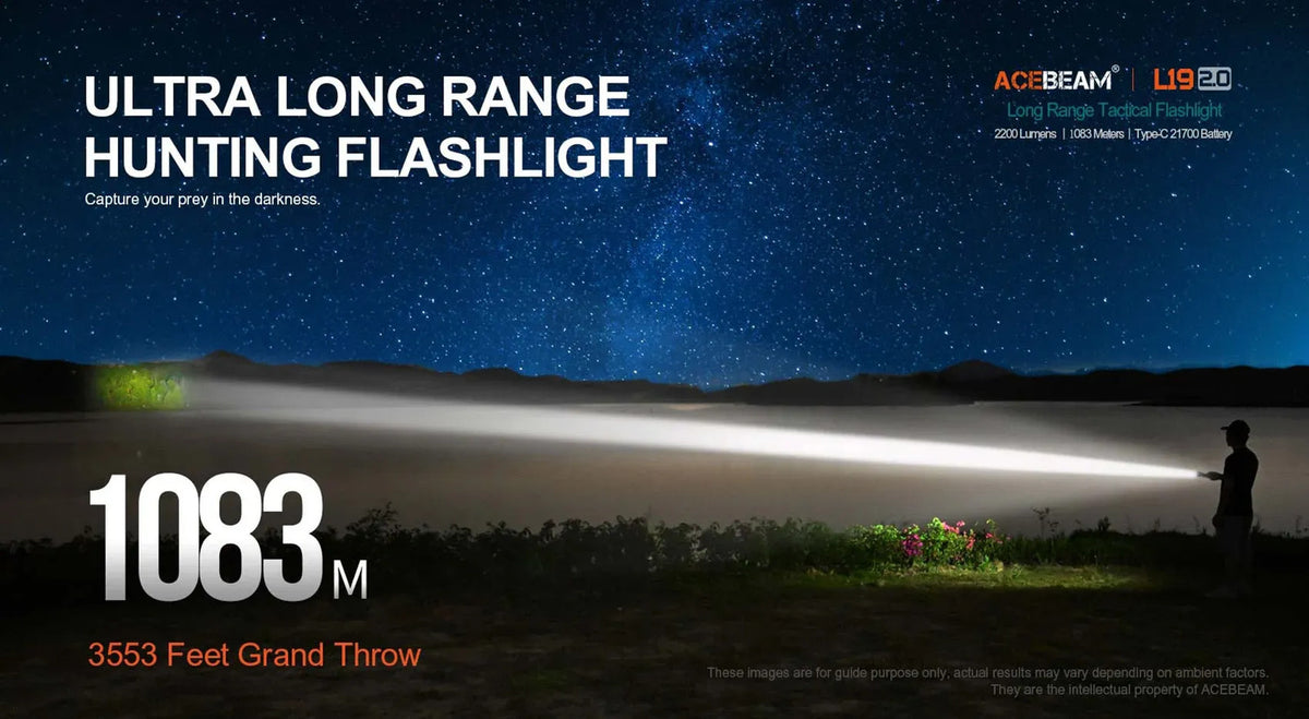 Long Range Tactical Flashlight 2200 Lumens 1083M Beam Osram SFT40 LED
