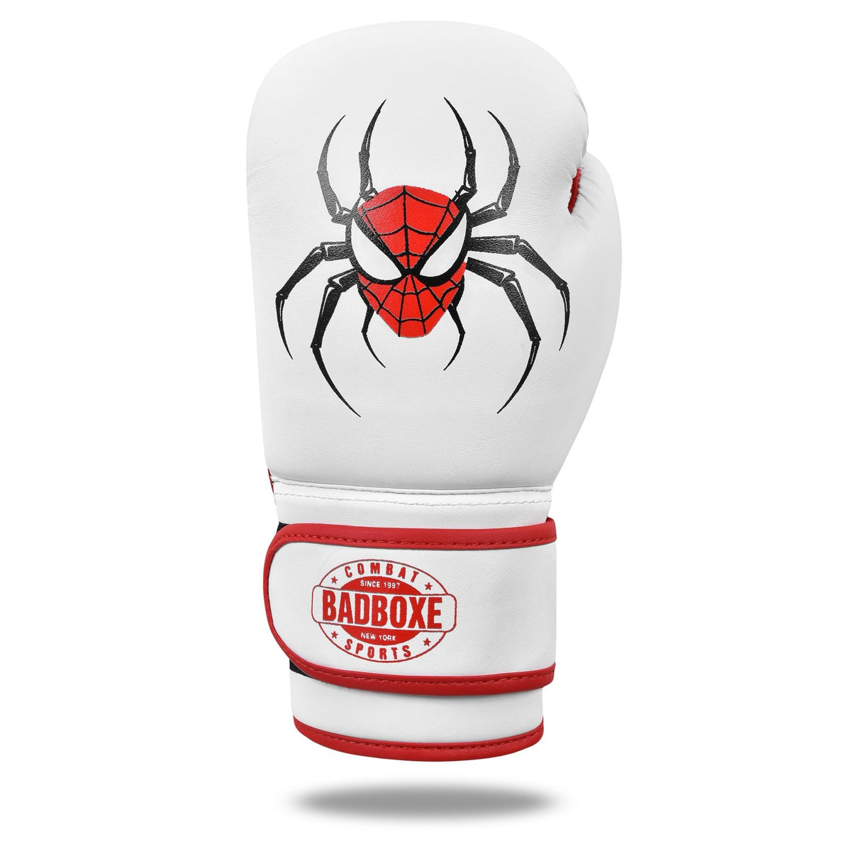 Kids Boxing Gloves and Headgear Set for Training - White Red Faux Leather