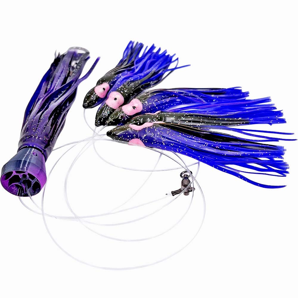 Saltwater Trolling Lure Set with Skirts and Jet Head for Tuna Mahi Wahoo