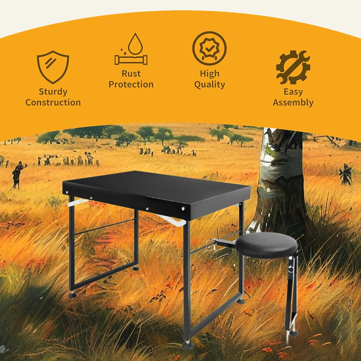 Heavy Duty Adjustable Shooting Table with Padded Seat and Foldable Design