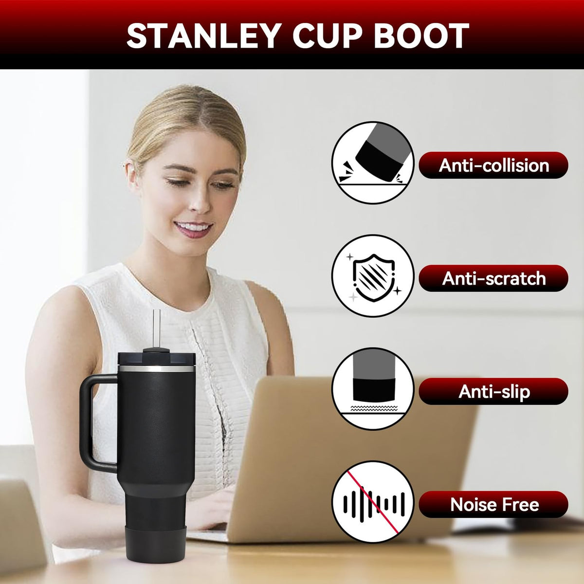 Silicone Boot Protectors for Stanley Quencher & Hydro Flask Water Bottles - 2 Pack