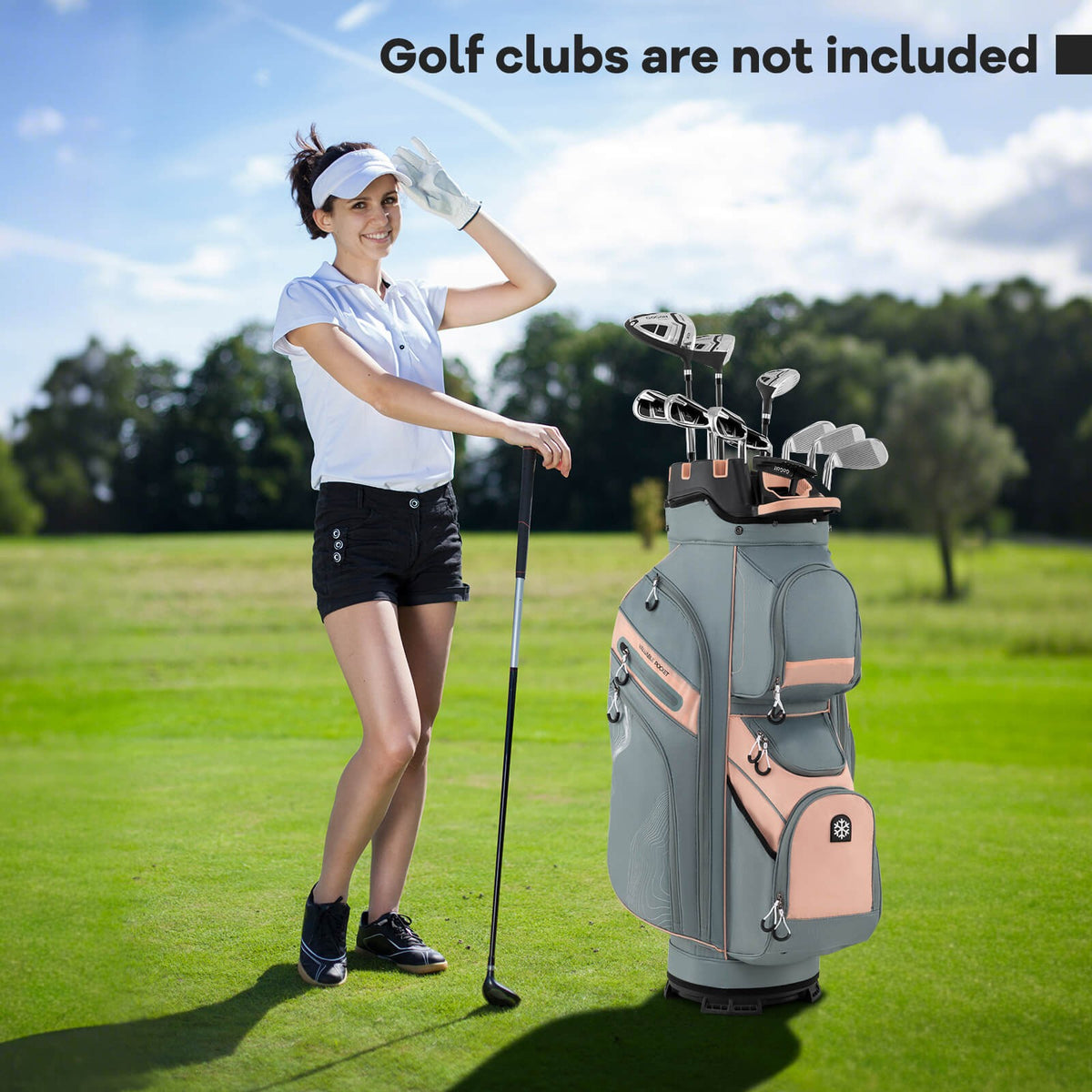 Golf Cart Bag with 14-Way Dividers, 11 Pockets, Cooler & Accessories