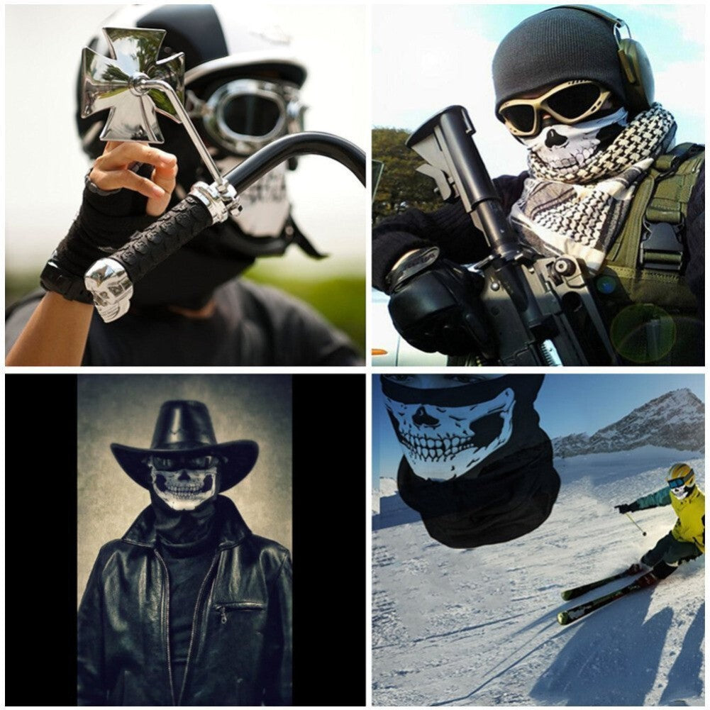 Full Face Ski Mask Balaclava with Reflective Skull Print for Cycling & Outdoor Sports