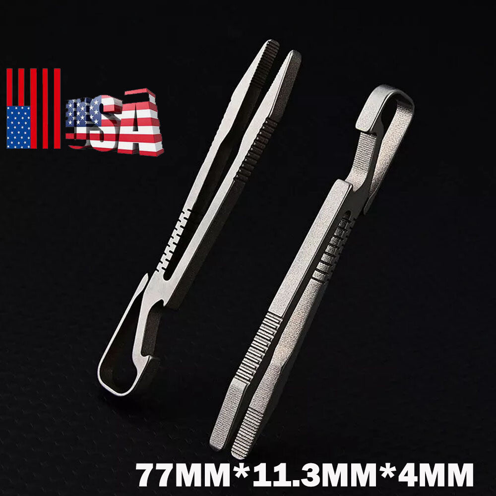 Mini Titanium Alloy Keychain Tweezers 77mm Portable Outdoor Tool