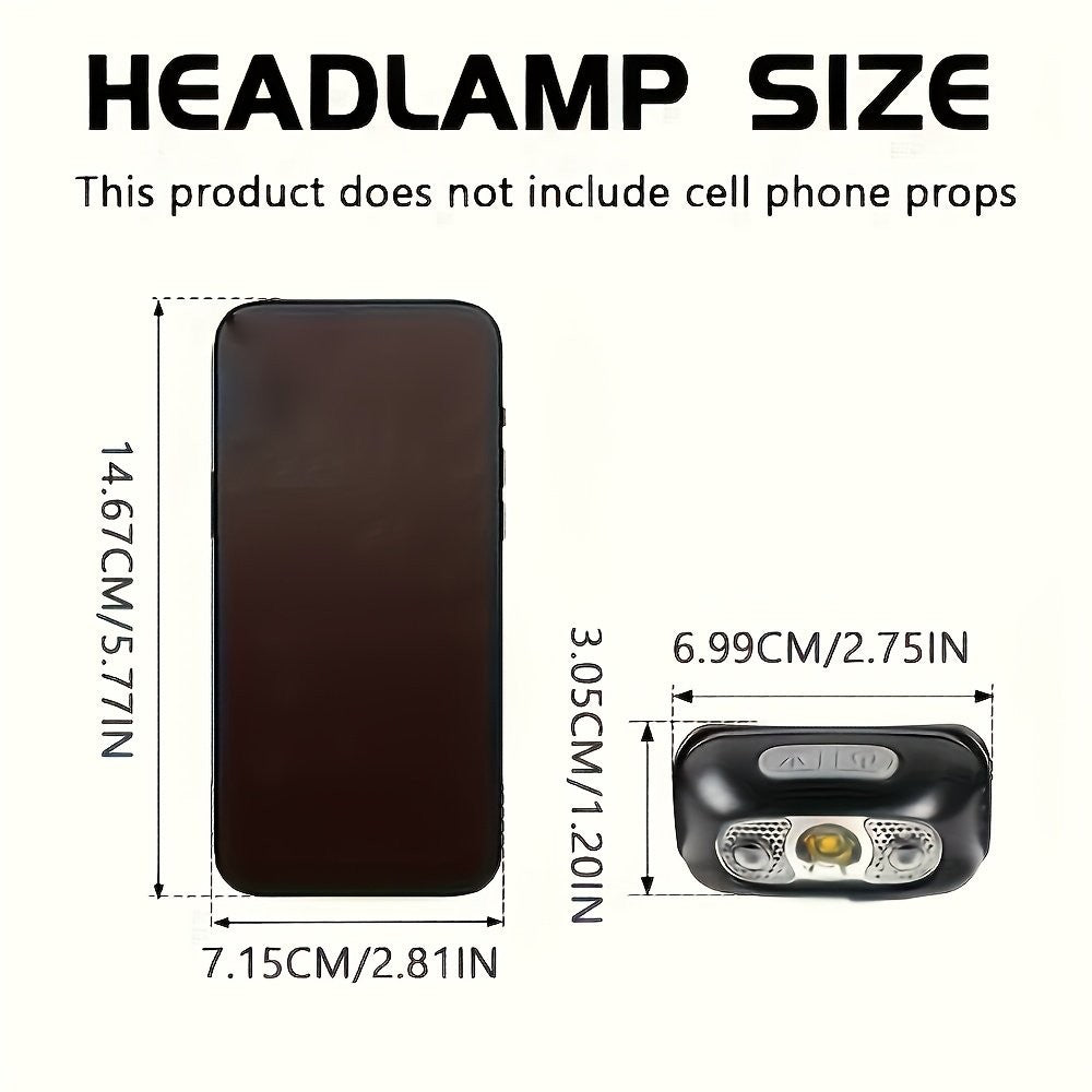 Rechargeable LED Headlamp with Wave Sensor Waterproof Outdoor Head Light