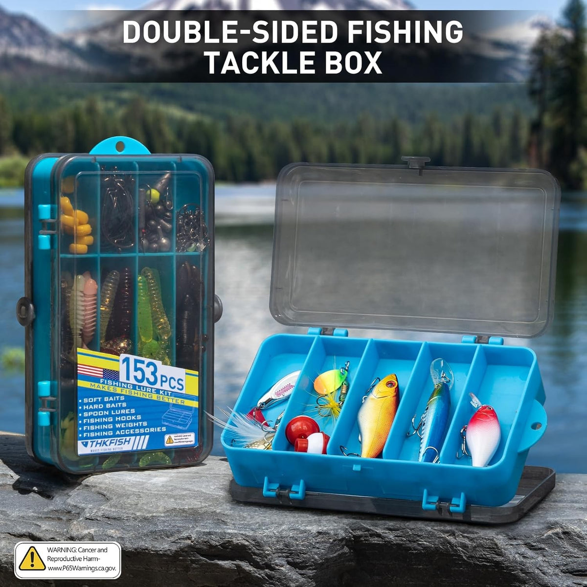 153PCS Fishing Lure & Tackle Box Kit for Bass & Trout - Complete Set