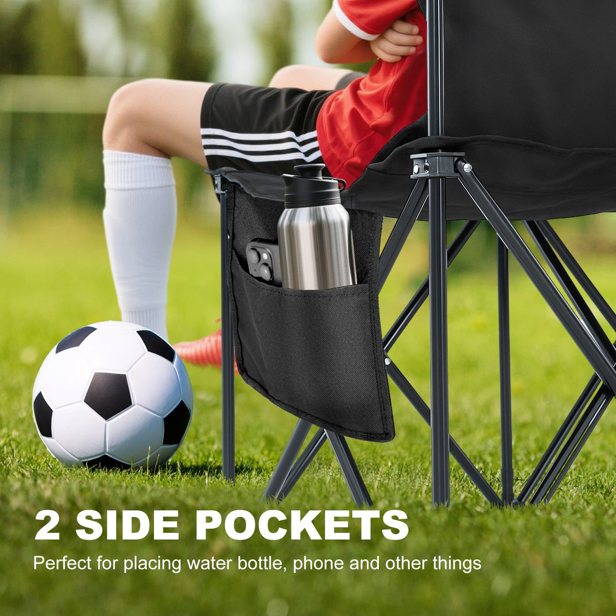 6 Seat Folding Sports Bench with Backrest & Storage for Stadium & Camping