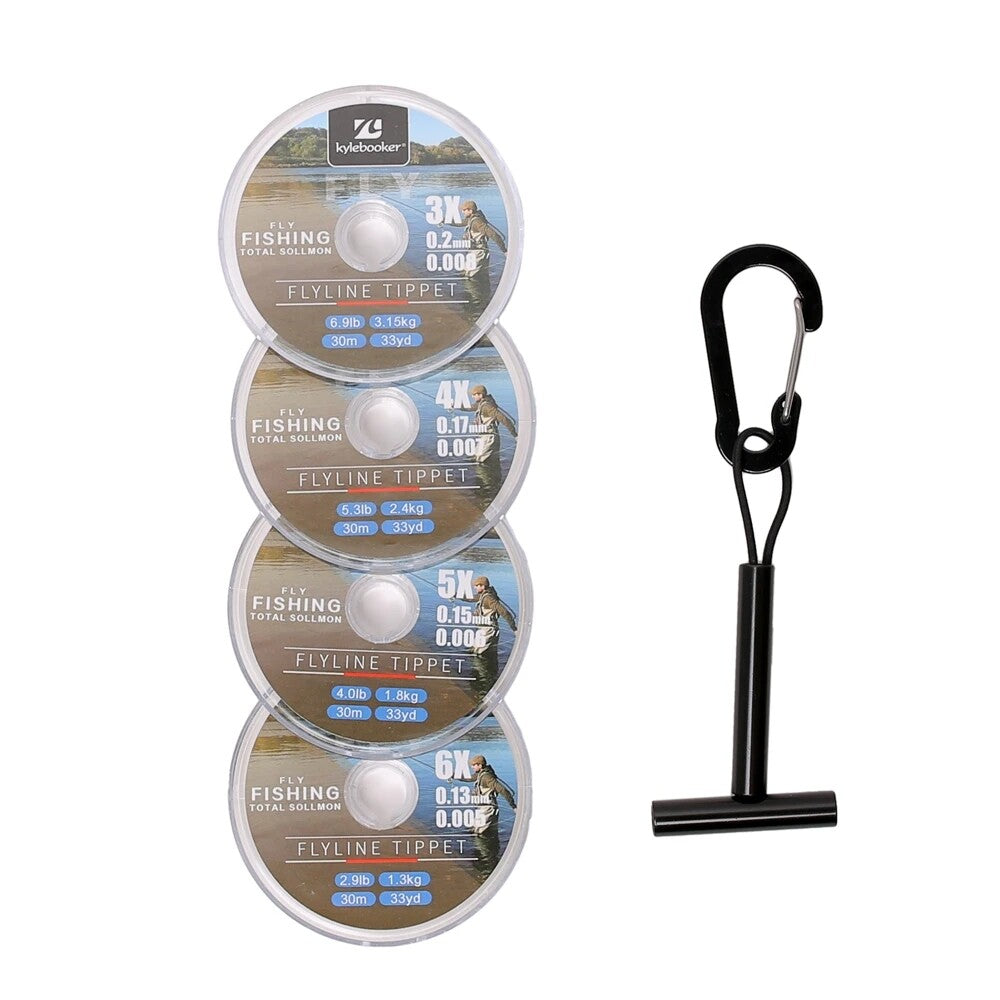 Fly Fishing Tippet Line with Holder - Clear Nylon Leaders for Trout, Multiple Sizes