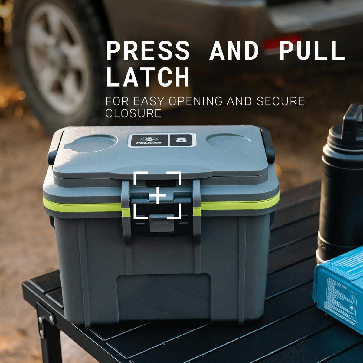 Pelican 8 Quart Cooler Lunch Box - Dark Gray and Green Portable Insulated Carrier