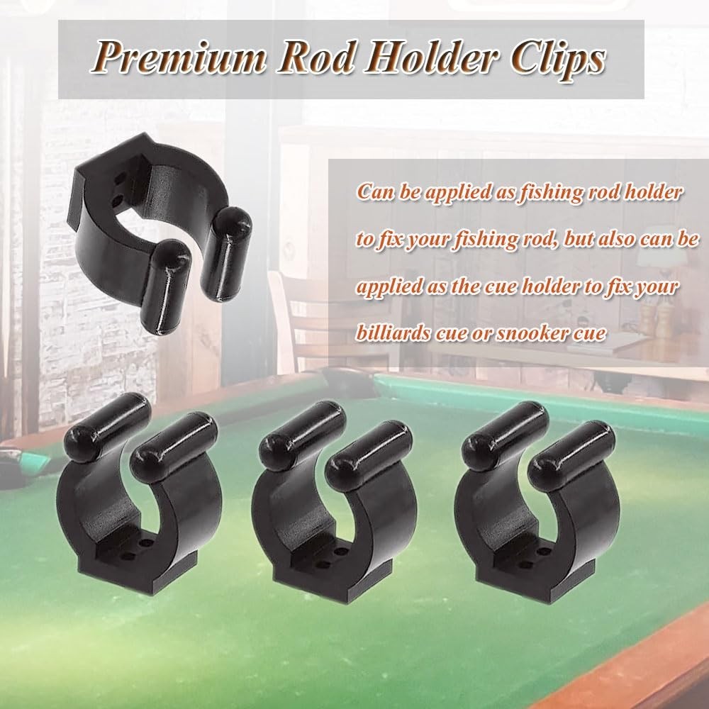 Pool Cue Holder 10Pcs - Plastic Wall Mounted Clips for Cues & Fishing Rods