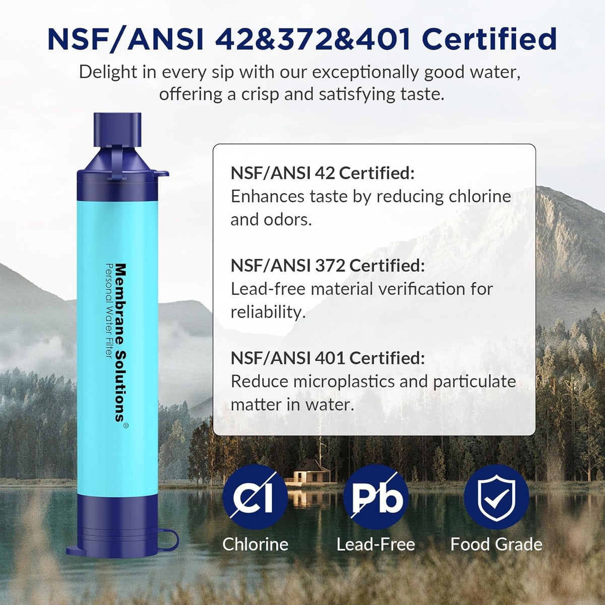 Personal Water Filter Straw 6 Pack for Camping Hiking Survival Purification