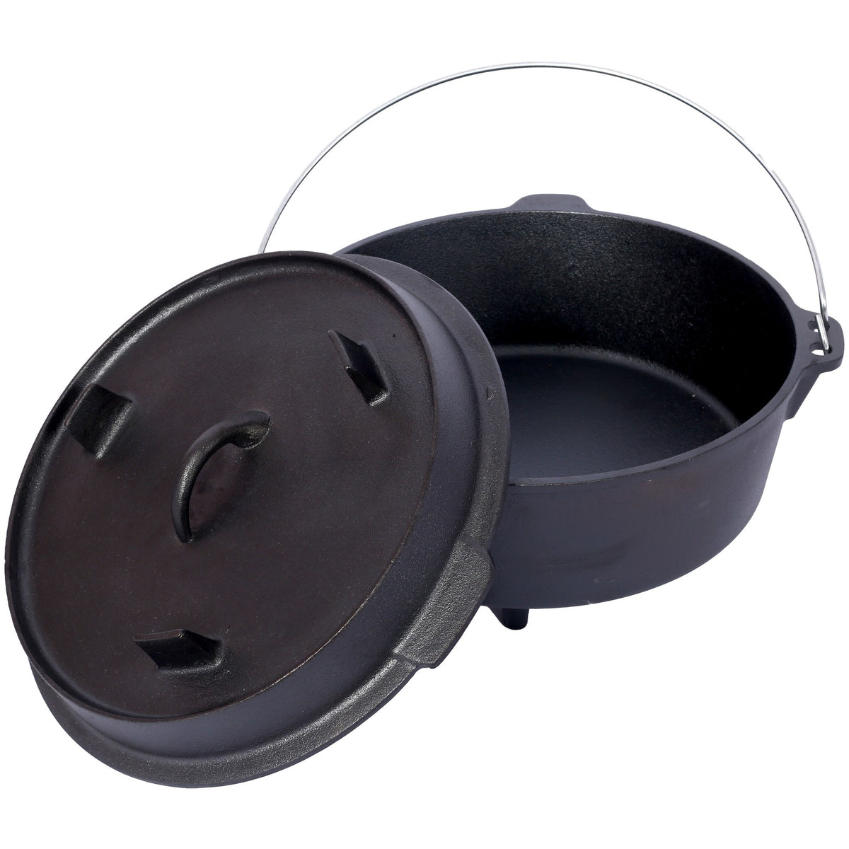 12Qt Cast Iron Dutch Oven with Skillet Lid & Legs for Camping BBQ