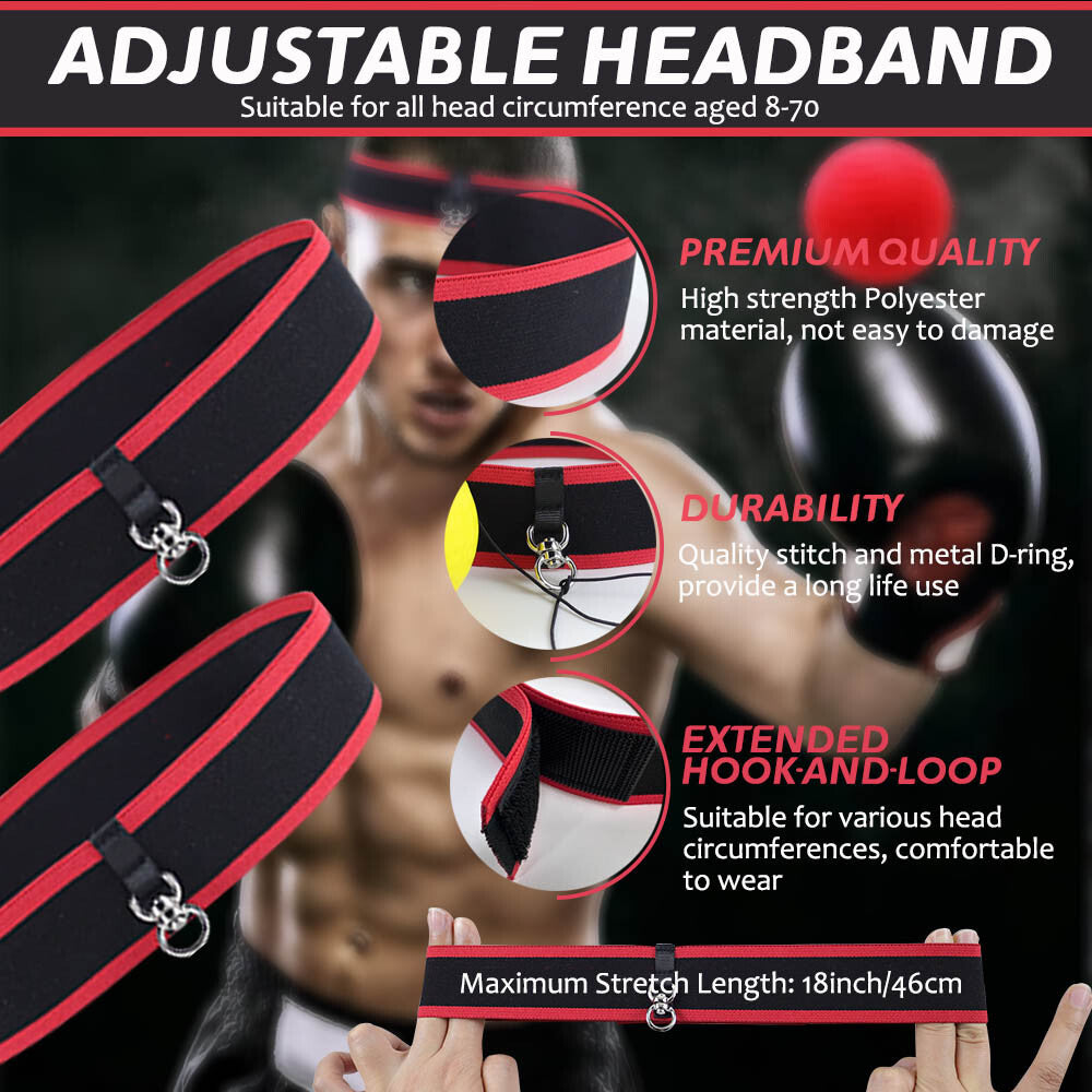 4-Level Boxing Reflex Ball Set with Adjustable Headbands for Kids & Adults