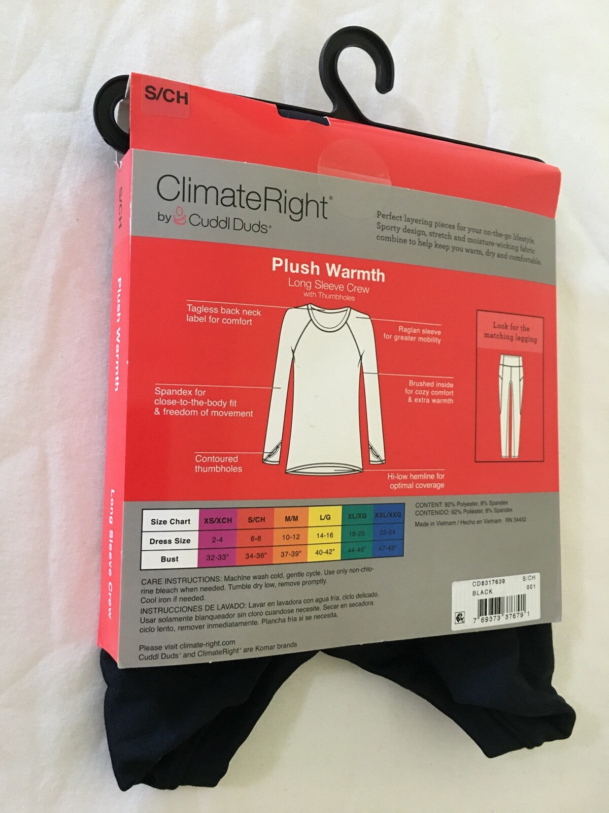 Women's Plush Warmth Long Sleeve Crew Top - Black, Cozy Winter Top