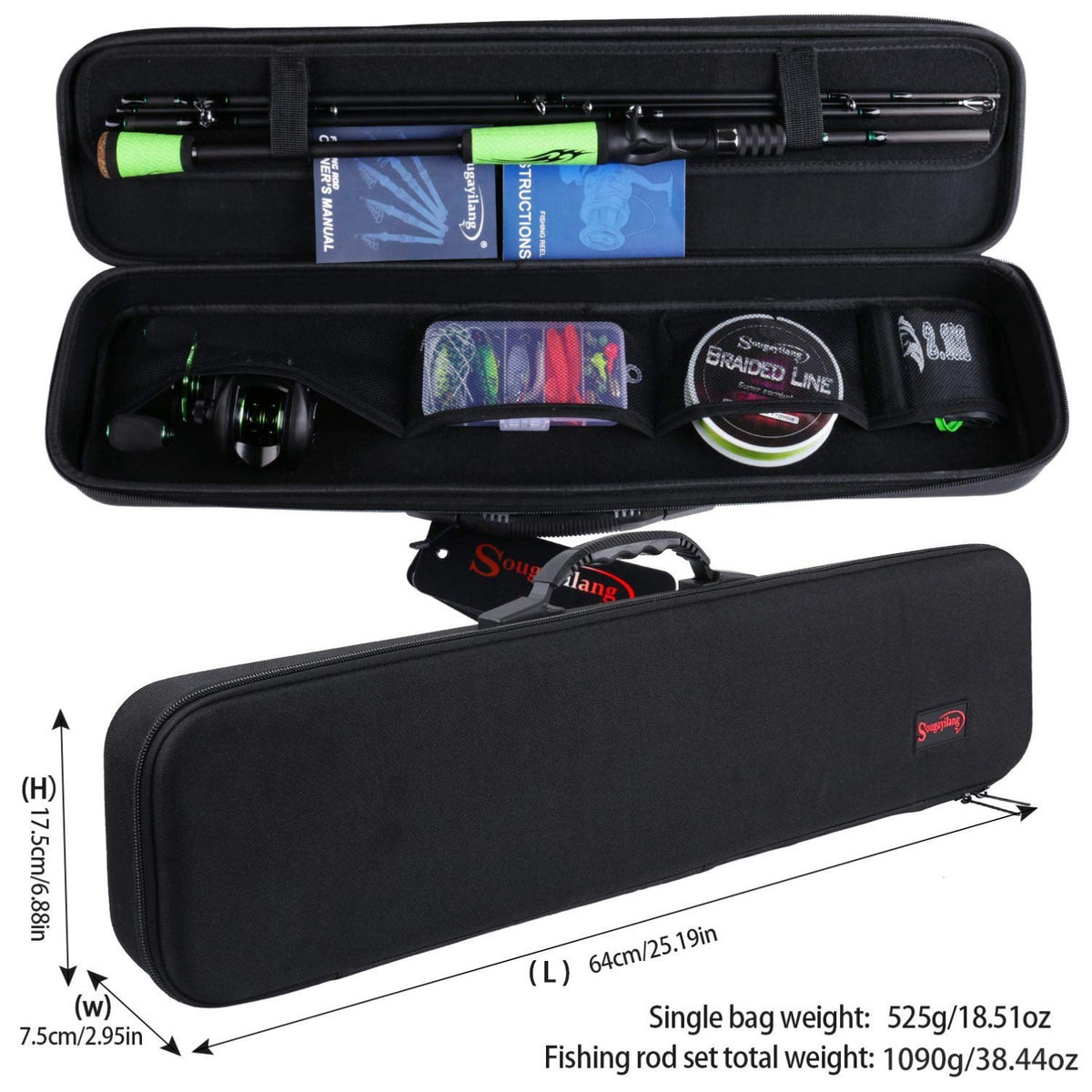 High Carbon Fiber Fishing Rod and Reel Combo 2.1M Casting with Case & Accessories