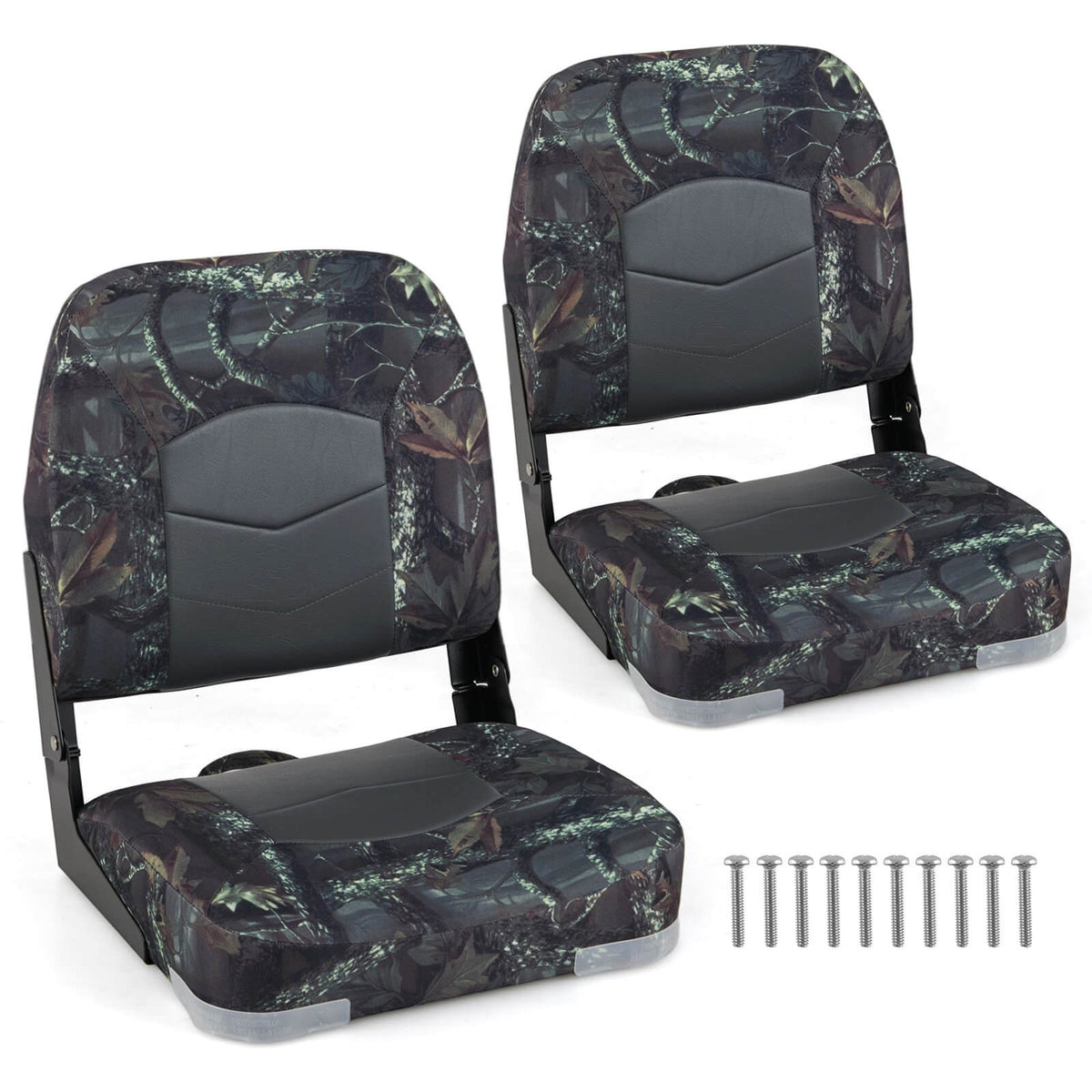 2-Pack Folding Boat Seats with Thick Cushions and Weatherproof Hinges