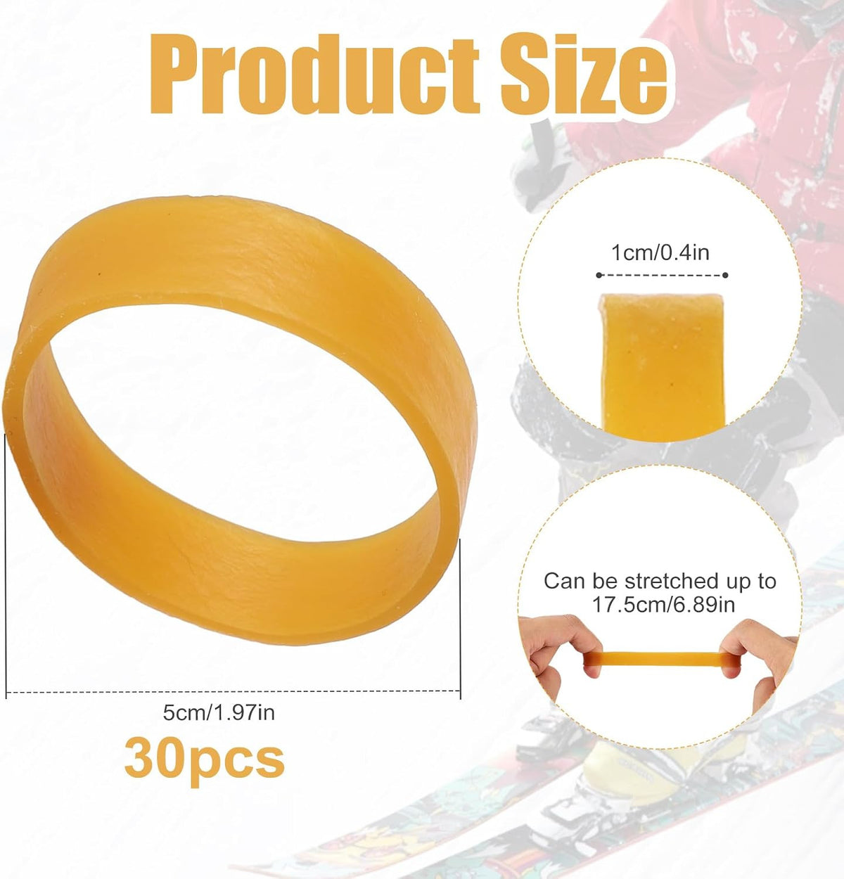 30 Pack Rubber Ski Brake Retainers for Snowboard and Ski Bindings