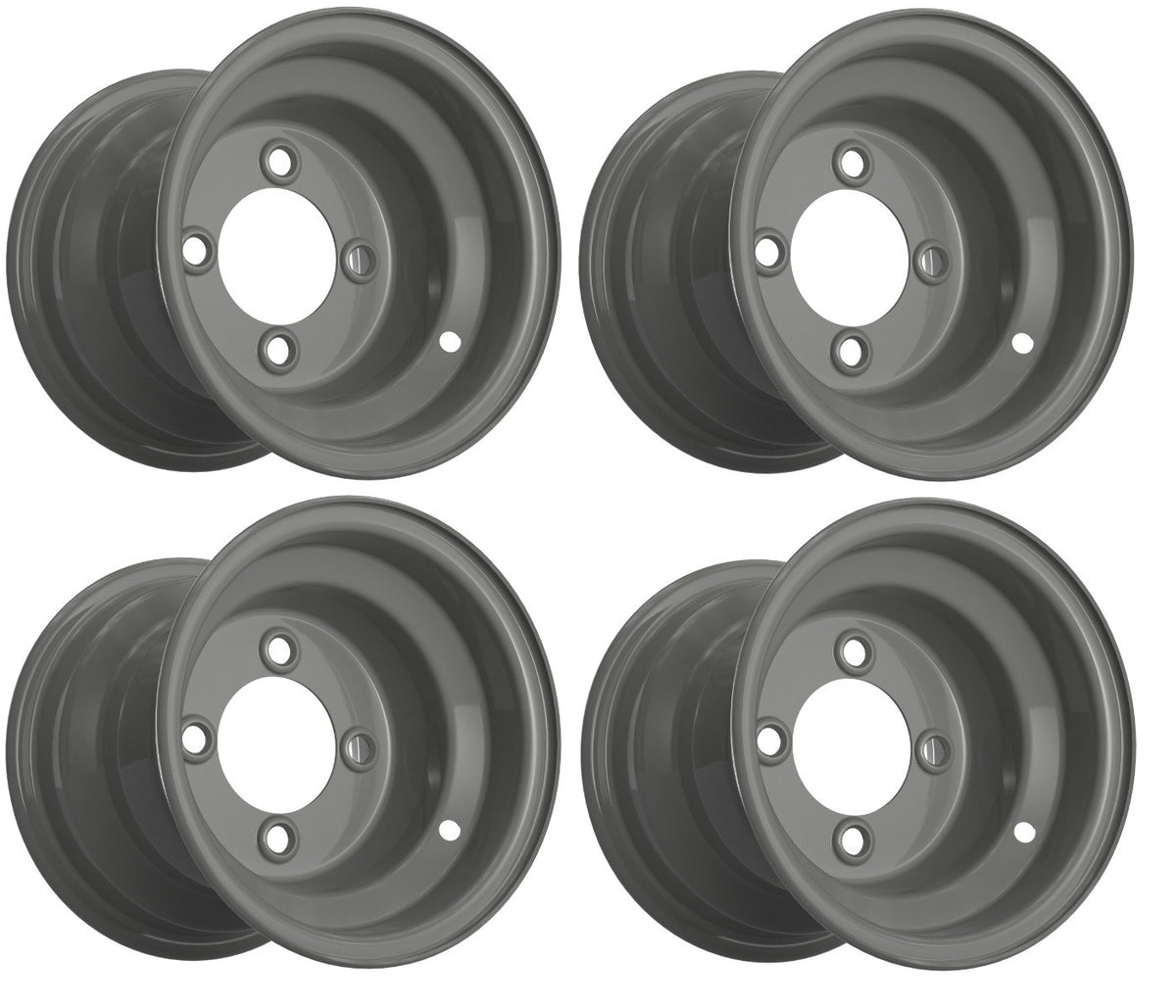 8-Inch Steel Golf Cart Wheel - Grey, Centered, 4x101.6mm Bolt Pattern