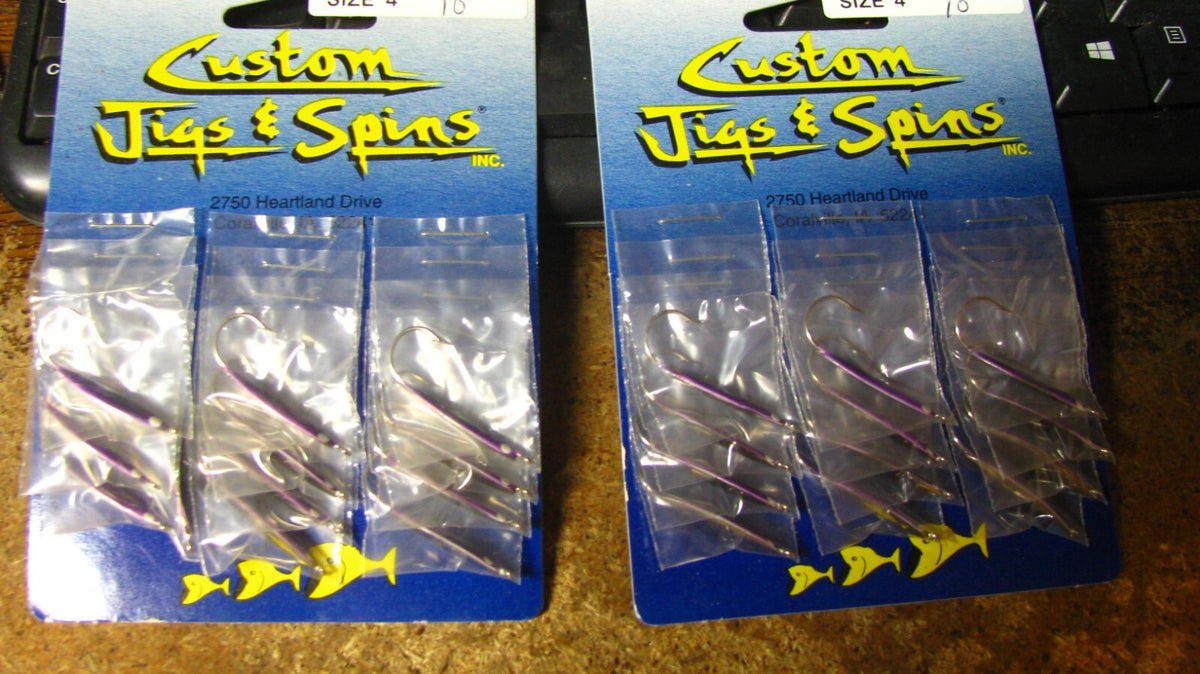 Ice Fishing Jigs Set - Custom Jigs & Spins Striper Special Size 4 Blue/Chrome 24 ct
