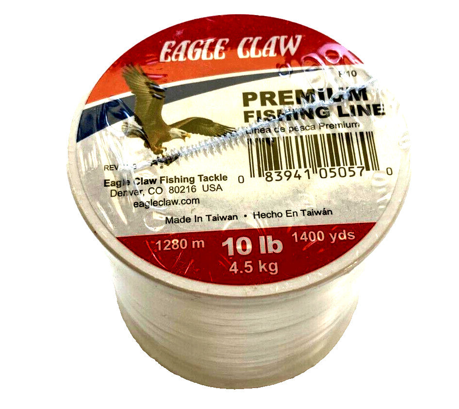 Premium 10lb Monofilament Fishing Line - Clear 1400 Yards Spool