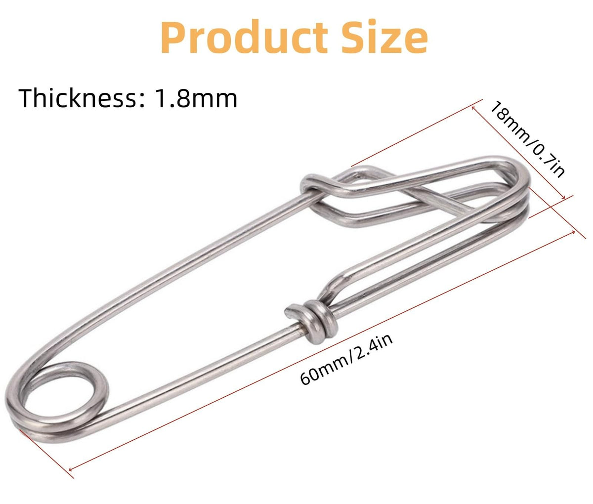 Stainless Steel Long Line Fishing Snap Clips - Tuna, Shark, Crab Hooks - Corrosion-Resistant