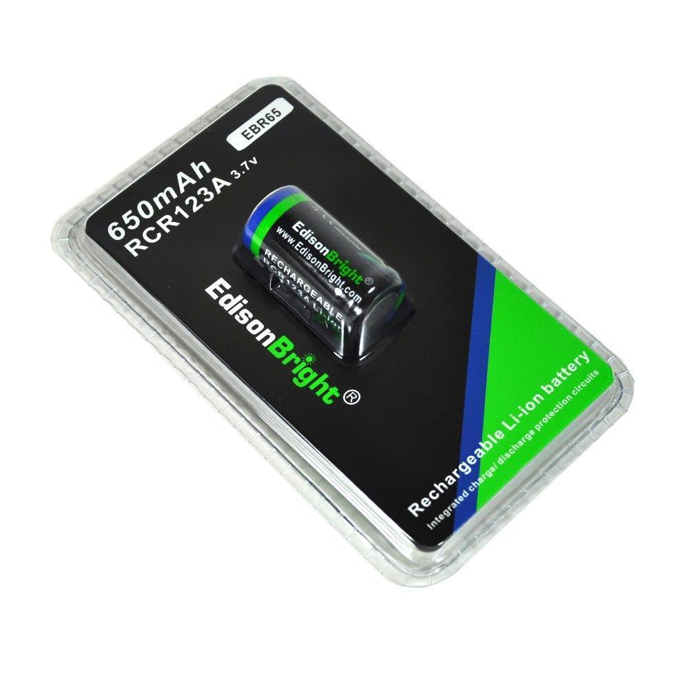 Rechargeable 16340 Li-ion Battery 650mAh for Flashlights & Devices - 2 Pack