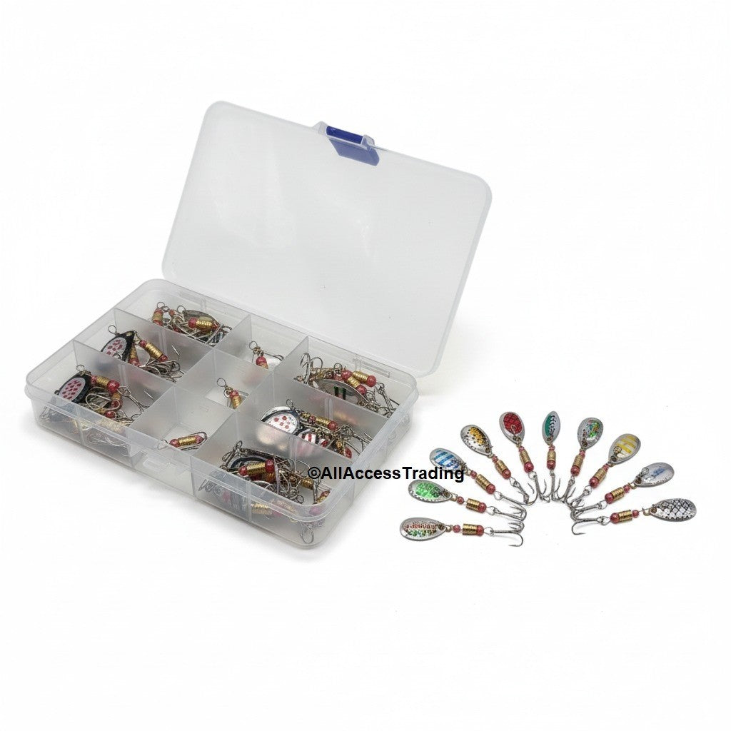 30-Piece Fishing Spinner Lures Set with Tackle Box for Freshwater and Saltwater
