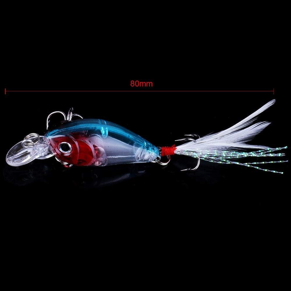 5PCS Saltwater and Freshwater Minnow Fishing Lures Crankbait with 3D Eyes