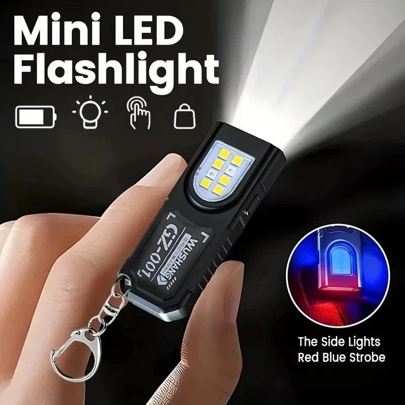 Mini LED Keychain Flashlight USB Rechargeable Waterproof EDC Torch SOS Light