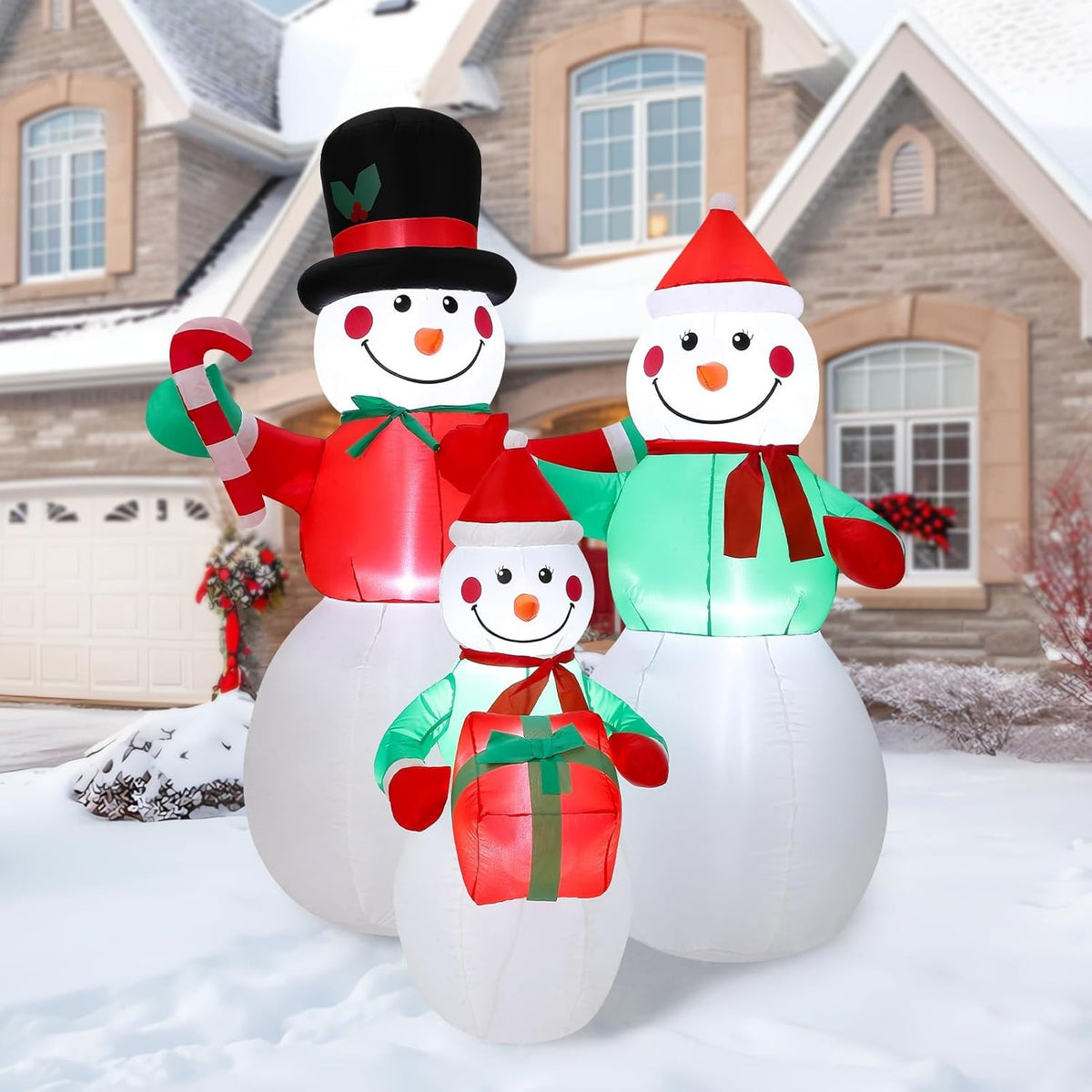 6FT Inflatable Snowman Family Christmas Decoration Waterproof Yard Decor