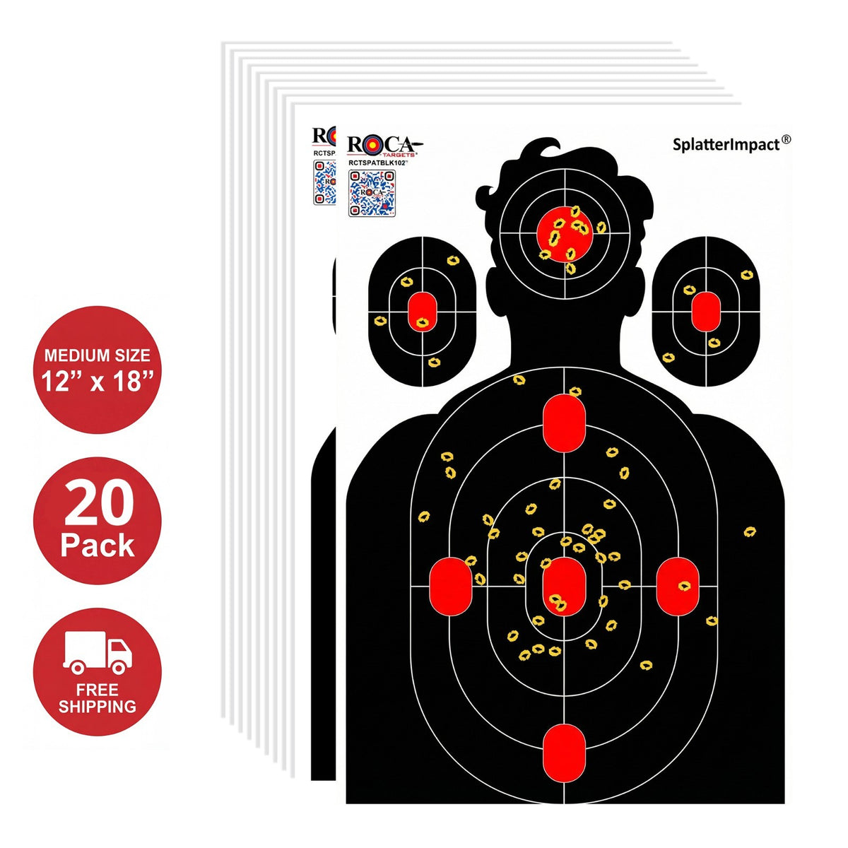 Reactively Impact Target Set - 12x18 Inch Silhouette Shooting Targets, 20 Pack