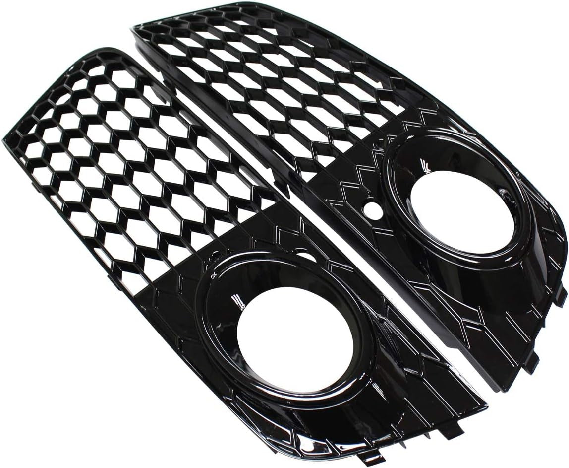 Front Bumper Fog Light Mesh Grill for Audi A4 B8 2008-2012 - Glossy Black