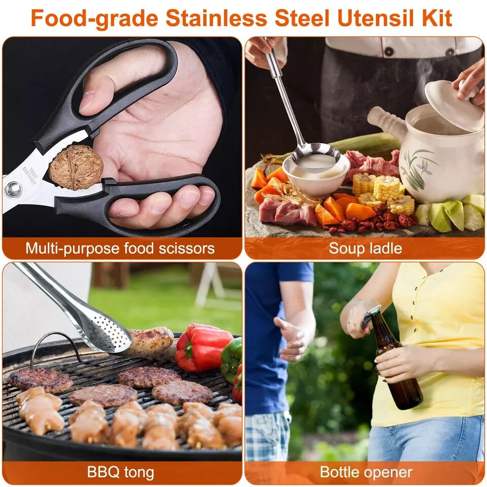 Camping Cooking Utensils Set - 19-Piece Portable Kitchenware Kit for Outdoor & Indoor Use