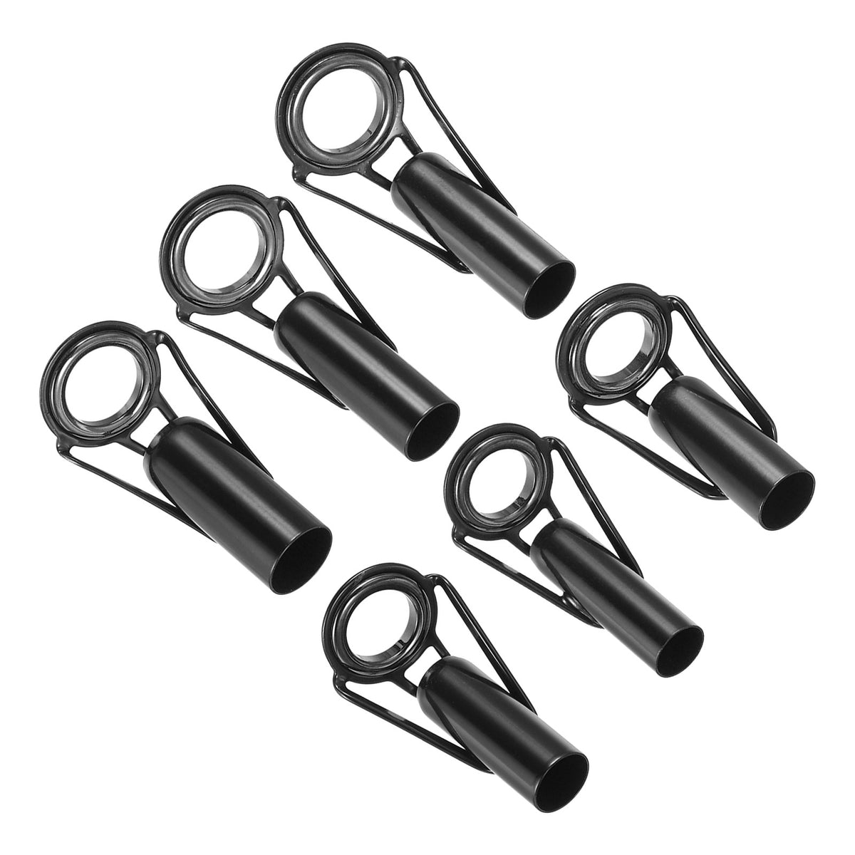 Fishing Rod Tip Repair Kit Stainless Steel Ring Guides - 6pcs Black