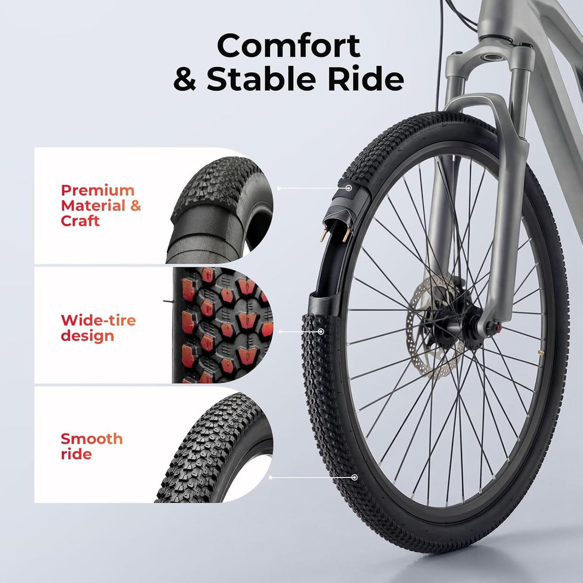 26x1.95 Folding Mountain Bike Tires Off-Road Replacement - JUCEO