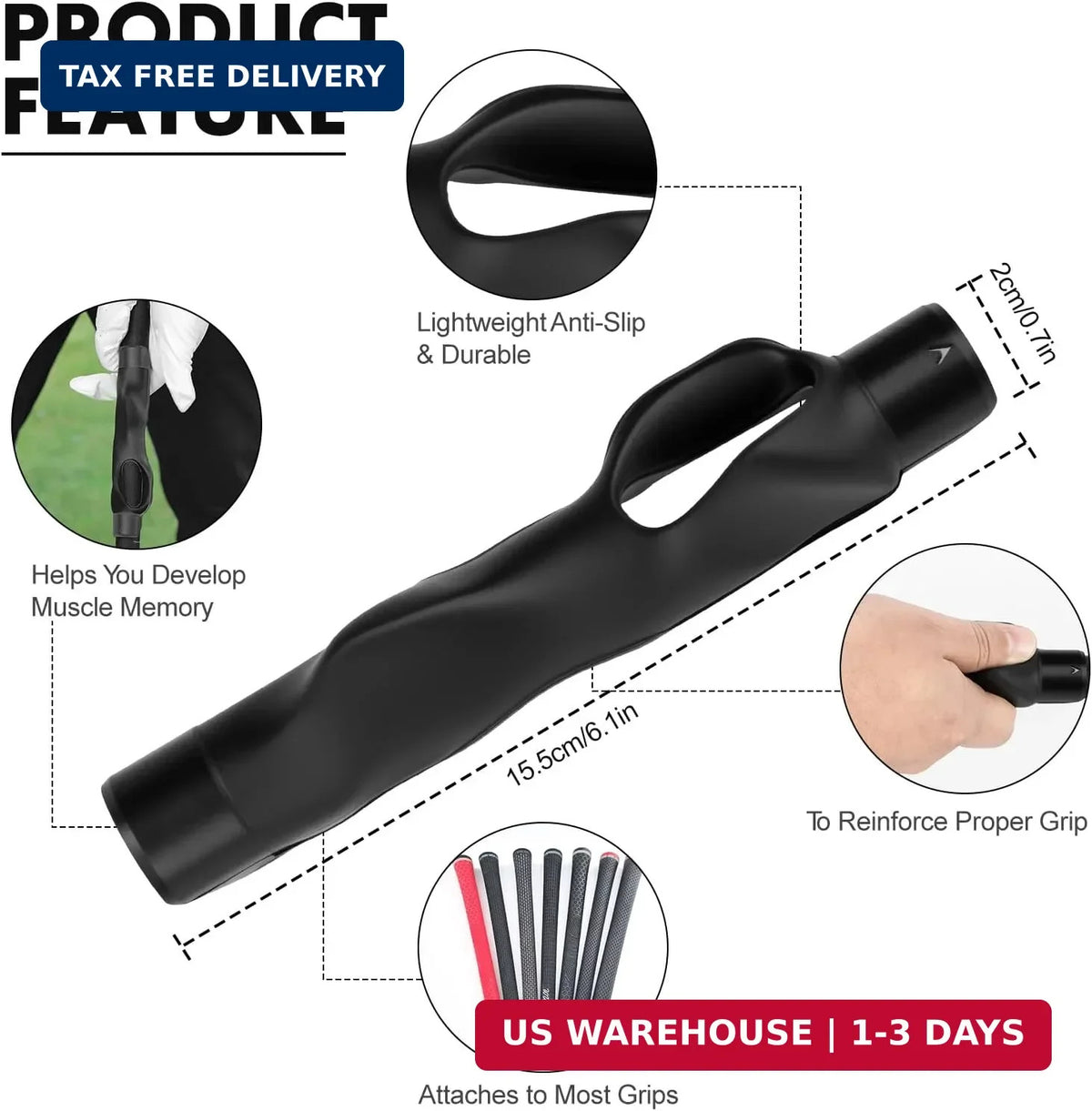 Golf Grip Trainer Correct Hand Position Swing Practice Aid Build Muscle