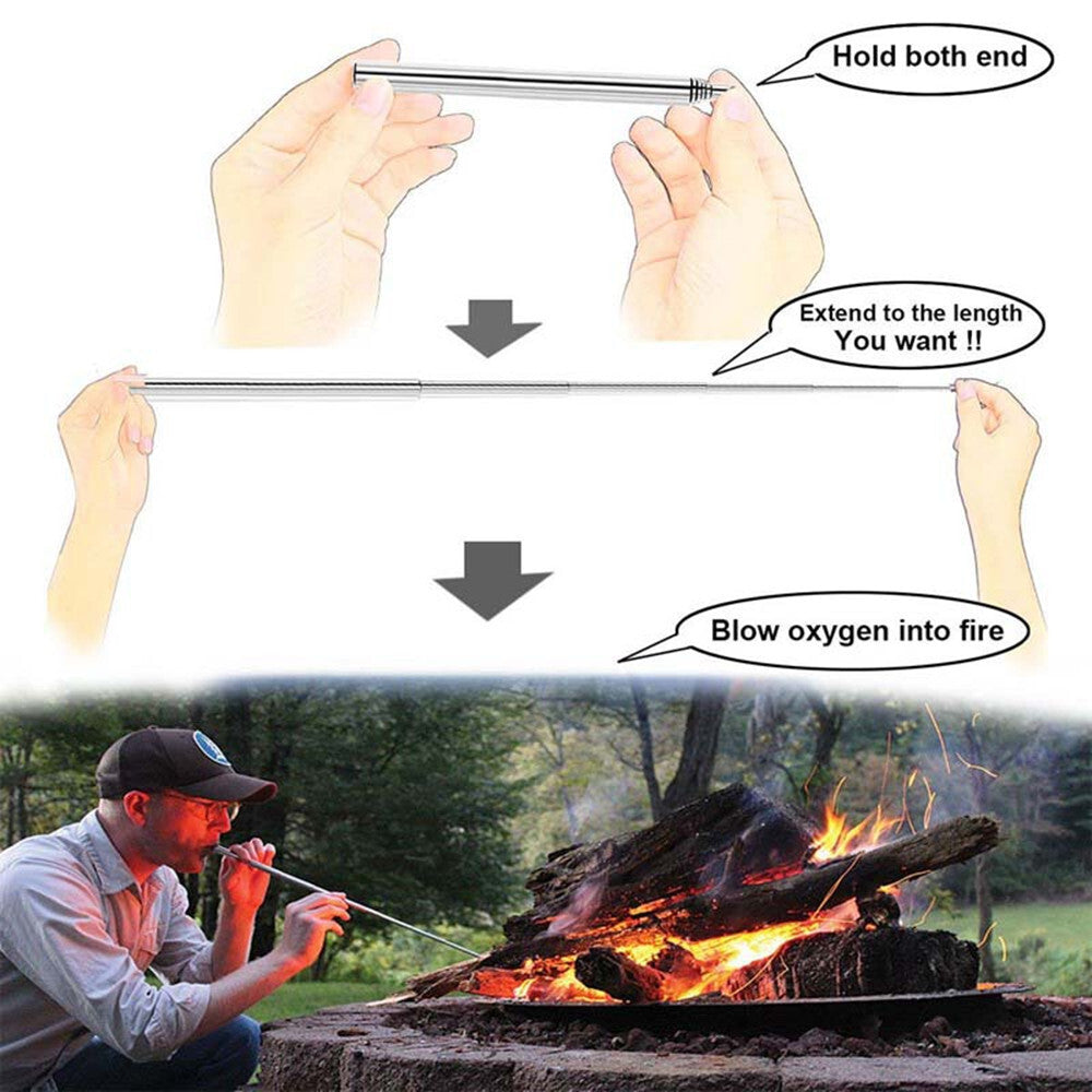 2Pcs Collapsible Fire Blower Tube for Camping Portable Outdoor Fire Tools