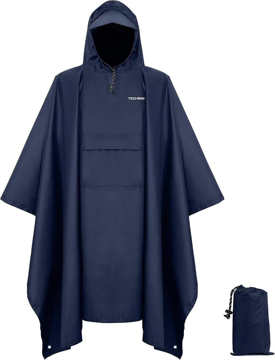 Adult Waterproof Rain Poncho with Hood and Pocket - Reusable Lightweight Outdoor Gear