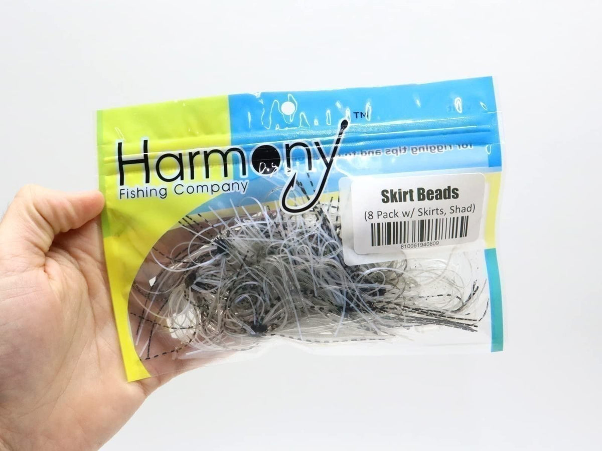 Fishing Beads for Skirt Attachment - Pack of 25 & 8 with Skirts & Pegs