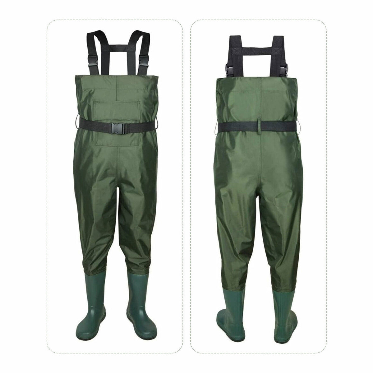 Waterproof Chest Waders for Fishing and Hunting - Nylon & PVC Bootfoot, All Sizes & Colors