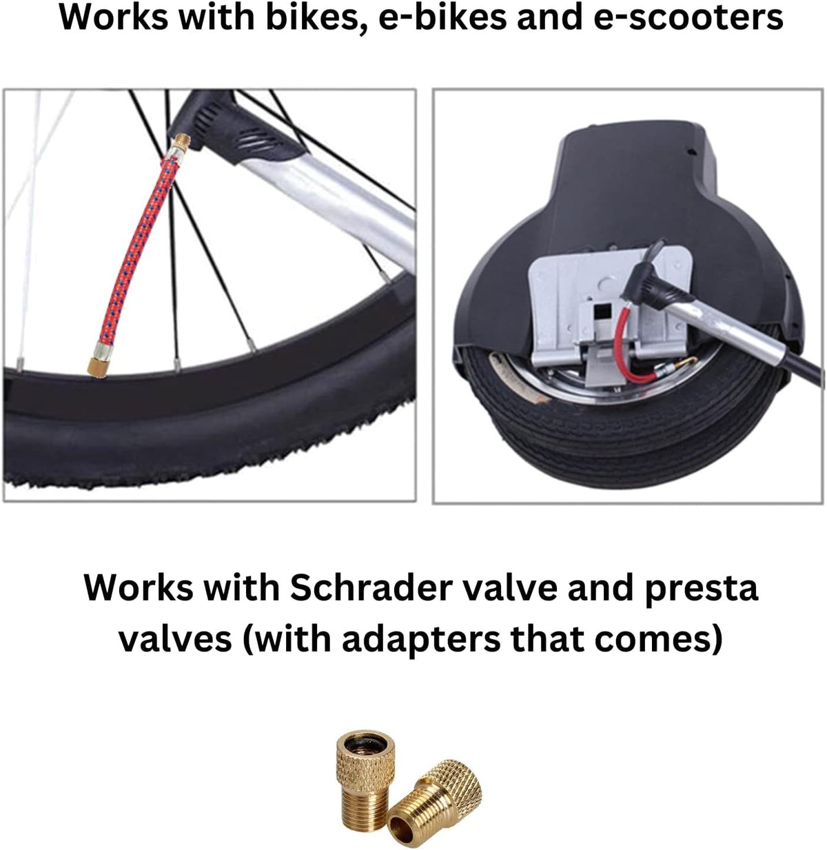 Bicycle Pump Extension Hose for Schrader & Presta Valves - 16.5cm, Pack of 2